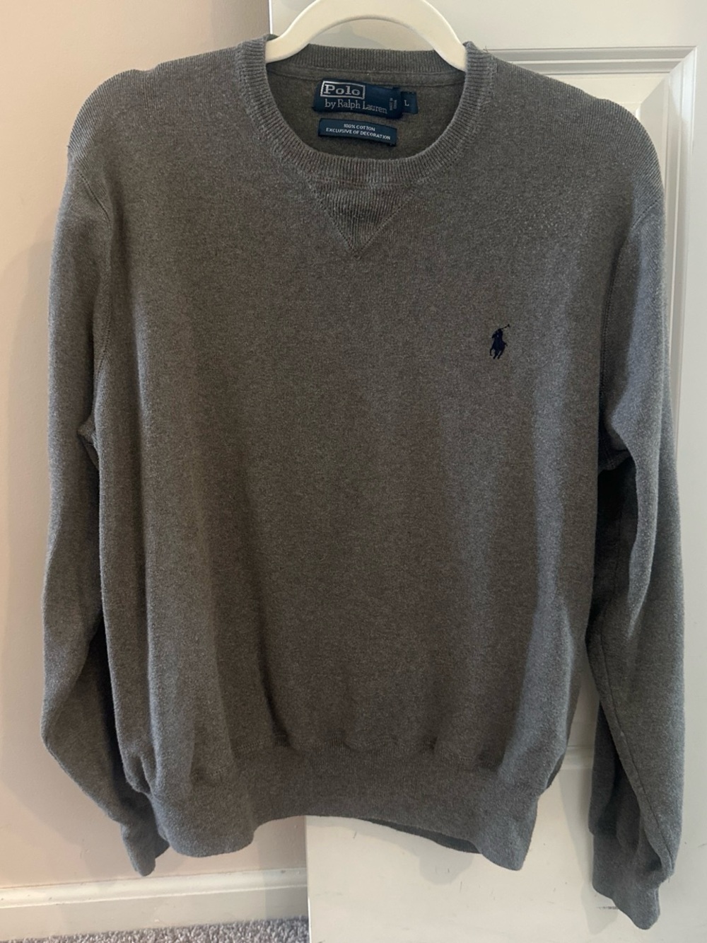 Ralph Lauren Grey Crewneck Sweater with Navy Pony